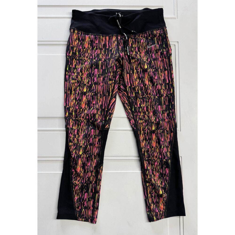 Nike Running Dri-Fit Neon Pink Multicolor Racer Crop Leggings S